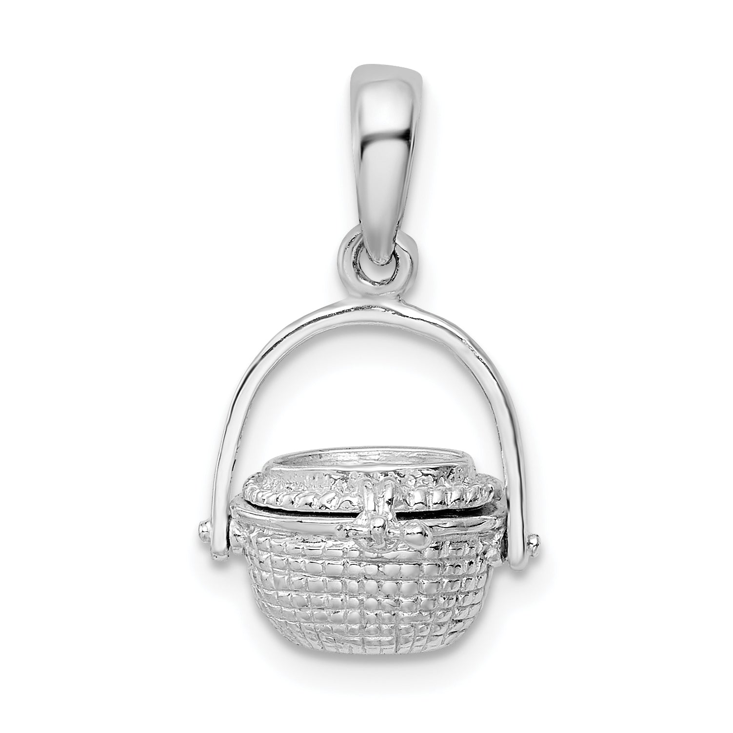 Sterling Silver De-Ani Rhodium-Plated 3D Moveable Nantucket Basket Pendant