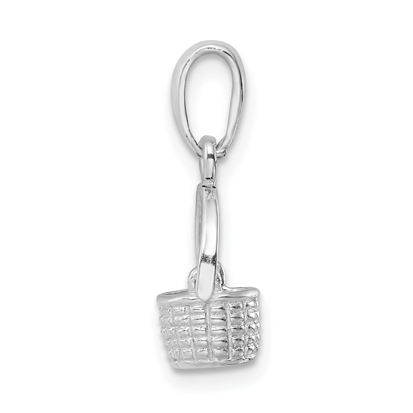 Sterling Silver De-Ani Rhodium-Plated 3D Basket With Moving Handle Pendant