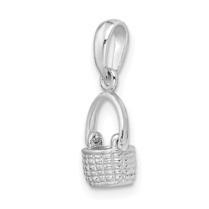 Sterling Silver De-Ani Rhodium-Plated 3D Basket With Moving Handle Pendant