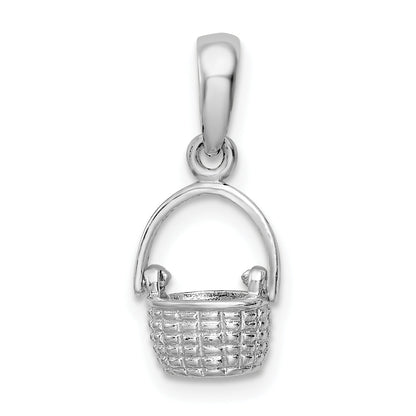 Sterling Silver De-Ani Rhodium-Plated 3D Basket With Moving Handle Pendant