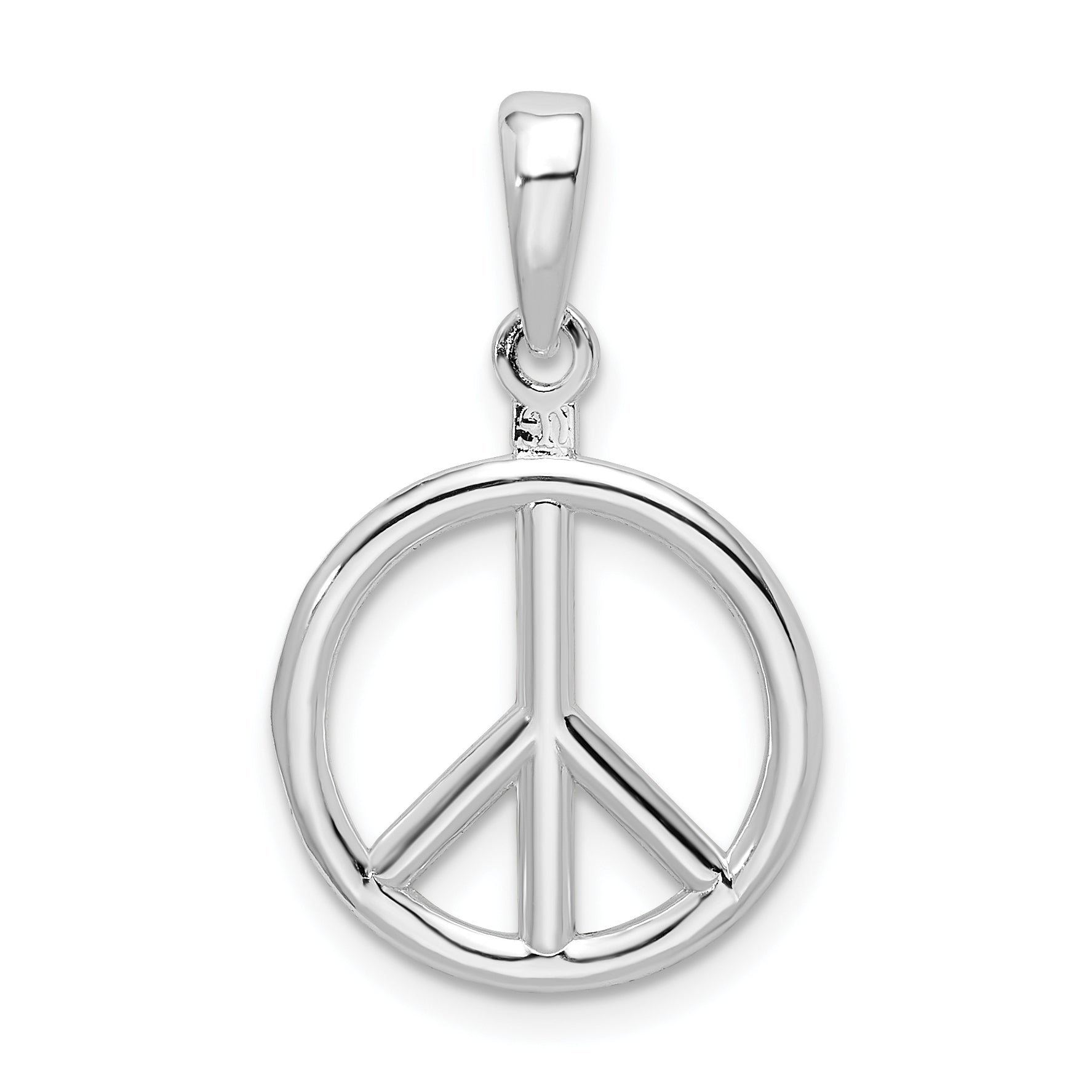 Sterling Silver De-Ani Rhodium-Plated Polished Peace Symbol Pendant