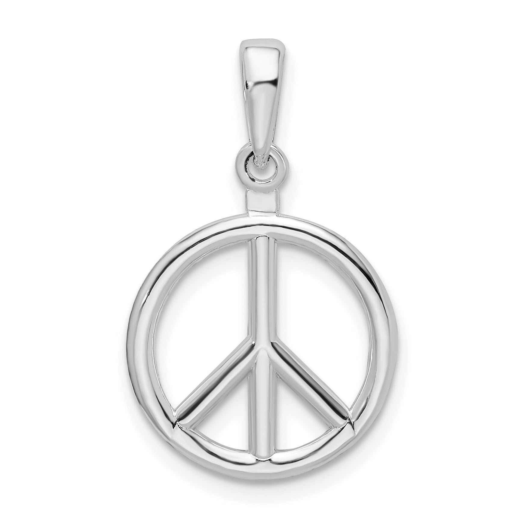Sterling Silver De-Ani Rhodium-Plated Polished Peace Symbol Pendant