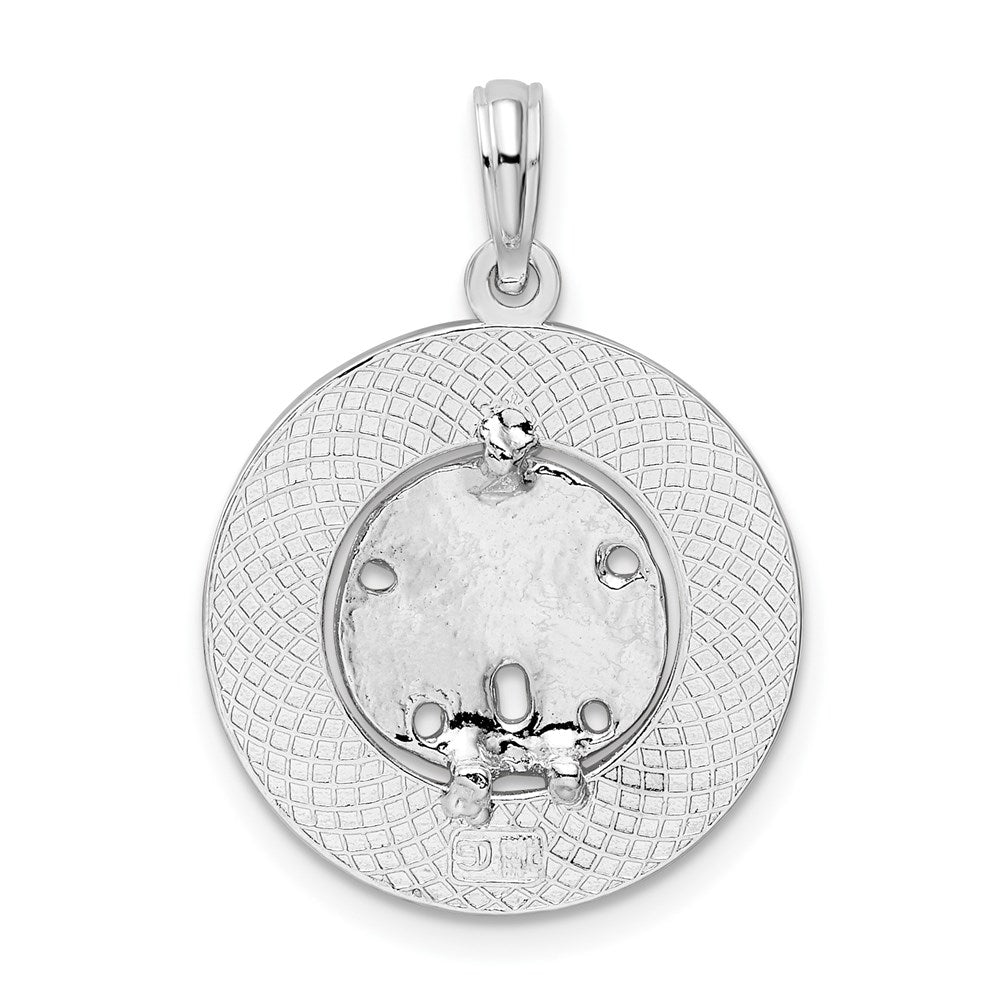 Sterling Silver De-Ani Rhodium-Plated Textured Turks And Caicos Sand Dollar Pendant