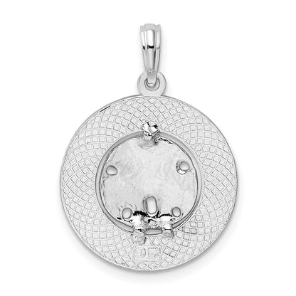 Sterling Silver De-Ani Rhodium-Plated Textured Turks And Caicos Sand Dollar Pendant