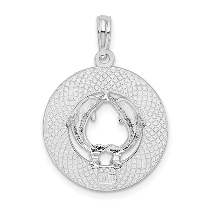 Sterling Silver De-Ani Rhodium-Plated Textured Turks And Caicos Dolphins Pendant