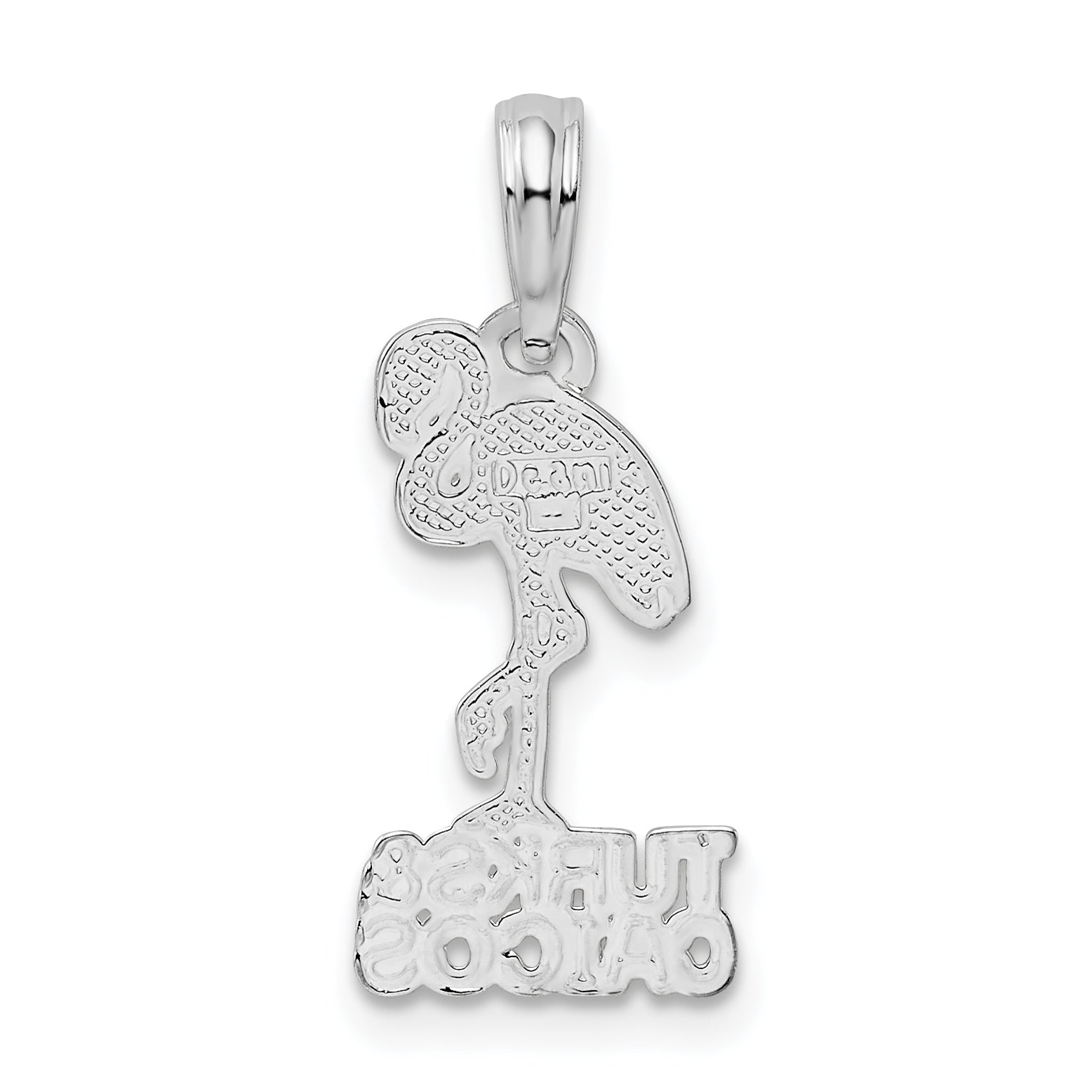 Sterling Silver De-Ani Rhodium-Plated Polished Turks And Caicos Flamingo Pendant