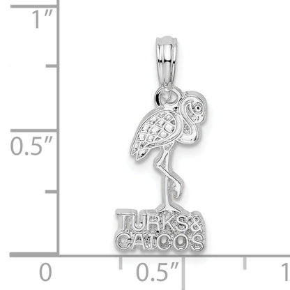 Sterling Silver De-Ani Rhodium-Plated Polished Turks And Caicos Flamingo Pendant