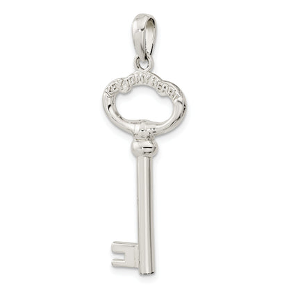 Sterling Silver De-Ani Rhodium-Plated 3D Key To My Heart Pendant