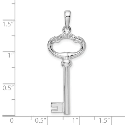 Sterling Silver De-Ani Rhodium-Plated 3D Key To My Heart Pendant