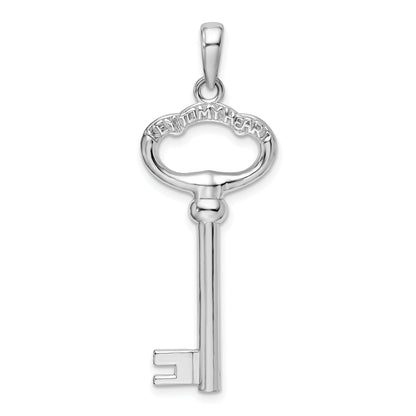 Sterling Silver De-Ani Rhodium-Plated 3D Key To My Heart Pendant