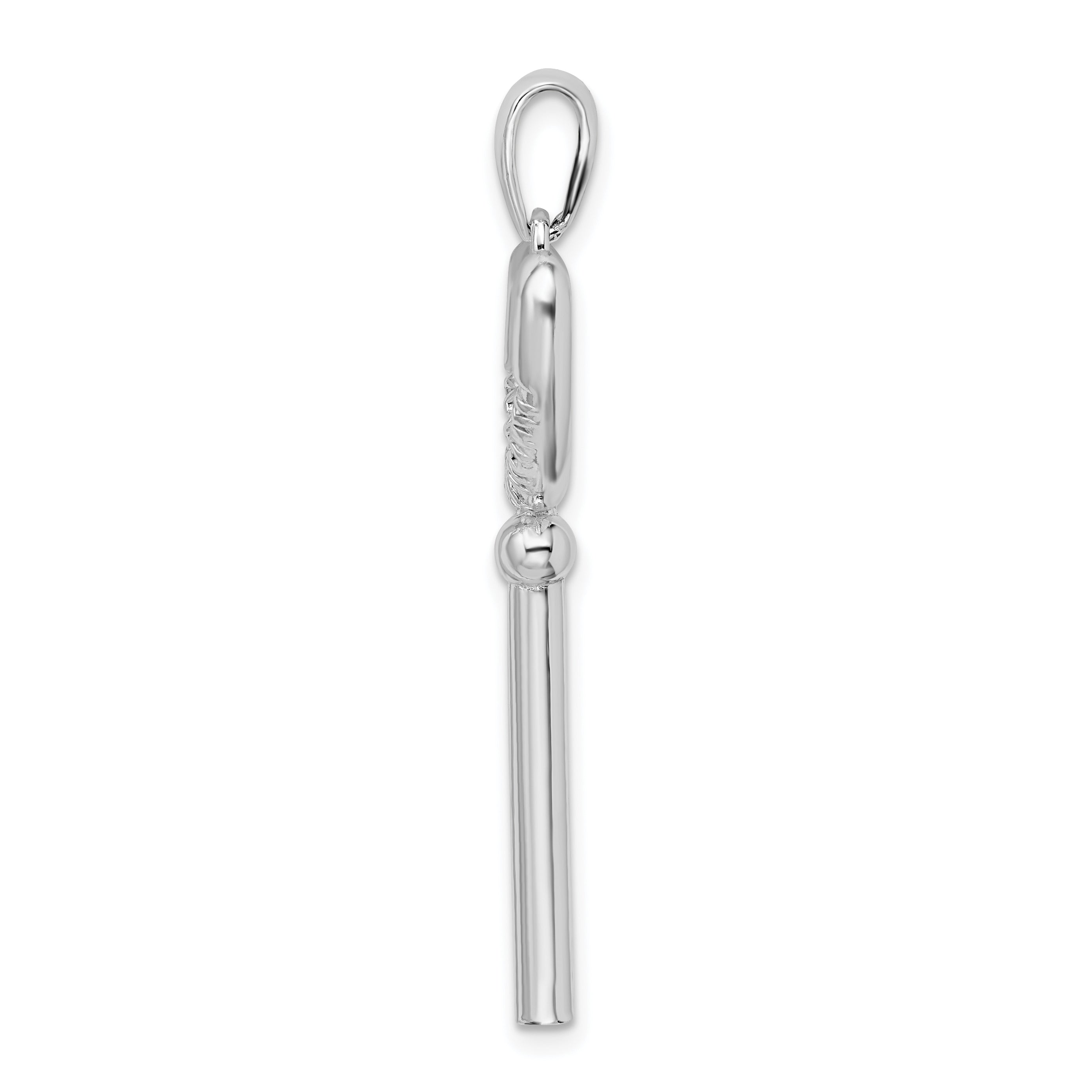 Sterling Silver De-Ani Rhodium-Plated 3D Key To My Heart Pretzel Top Pendant
