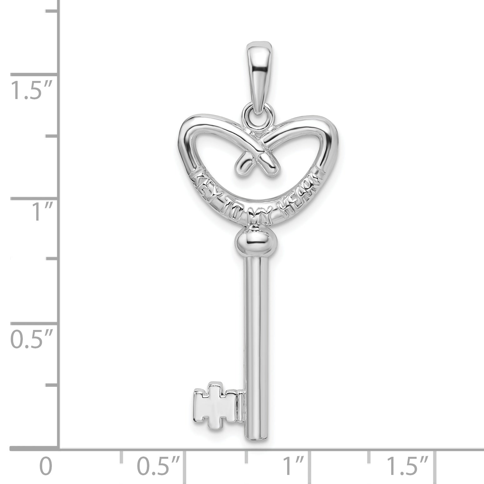 Sterling Silver De-Ani Rhodium-Plated 3D Key To My Heart Pretzel Top Pendant