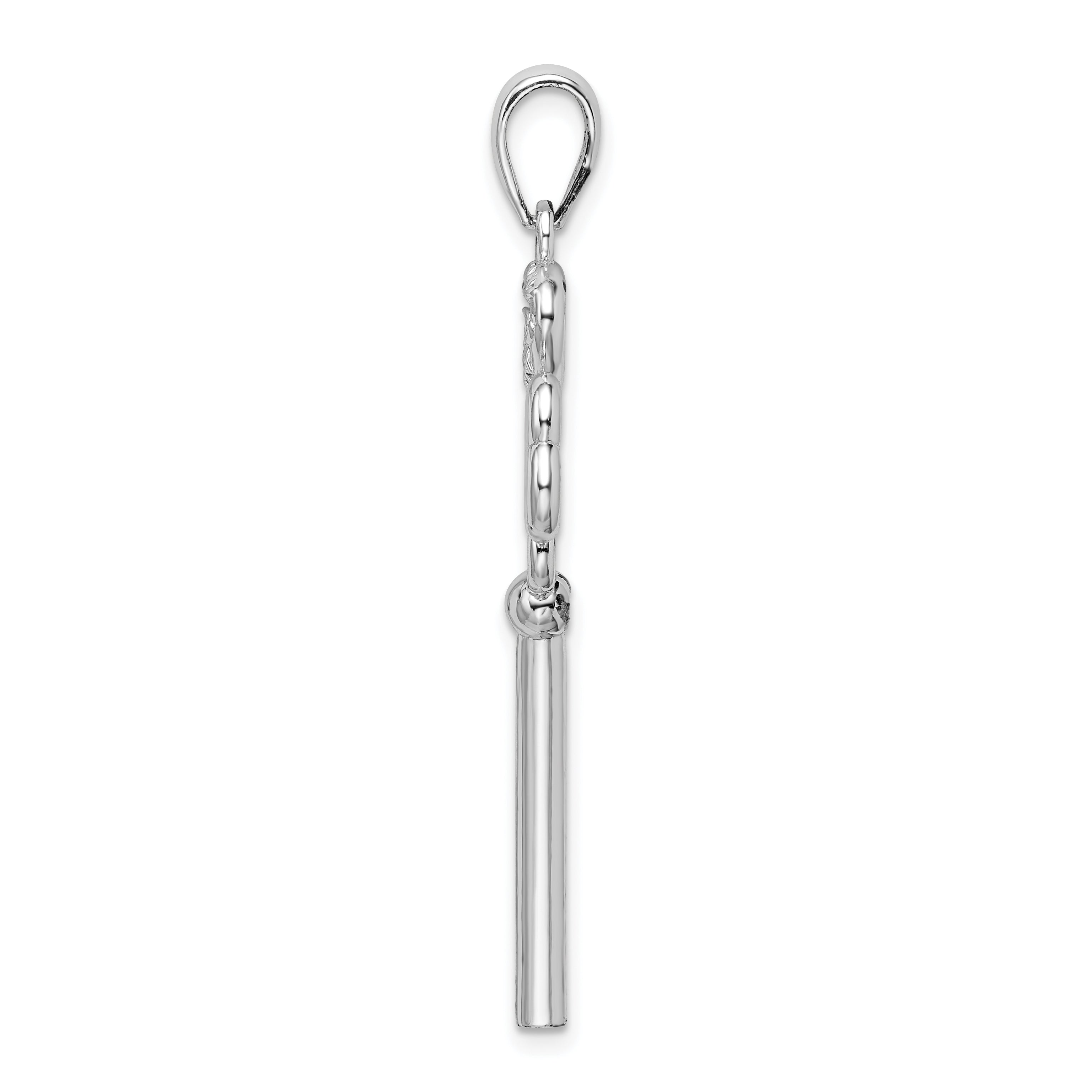 Sterling Silver De-Ani Rhodium-Plated 3D Key To My Heart Top Pendant