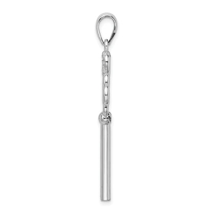 Sterling Silver De-Ani Rhodium-Plated 3D Key To My Heart Top Pendant