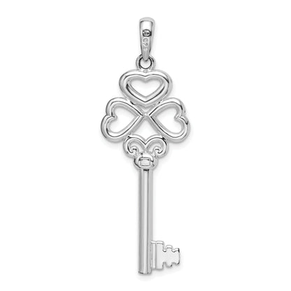 Sterling Silver De-Ani Rhodium-Plated 3D Key To My Heart Top Pendant