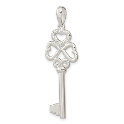 Sterling Silver De-Ani Rhodium-Plated 3D Key To My Heart Top Pendant