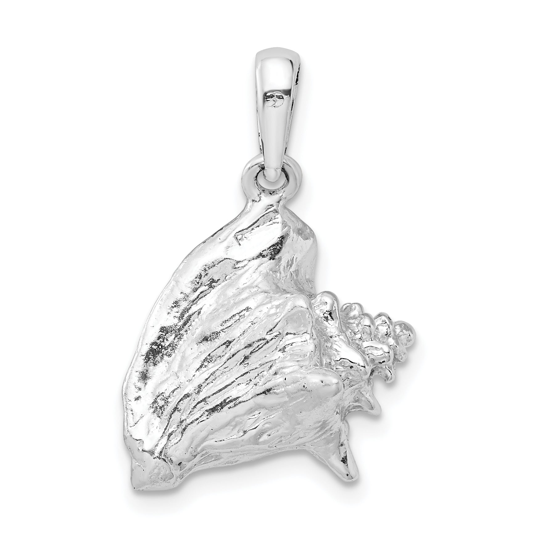 Sterling Silver De-Ani Rhodium-Plated Polished 3D Conch Shell Pendant