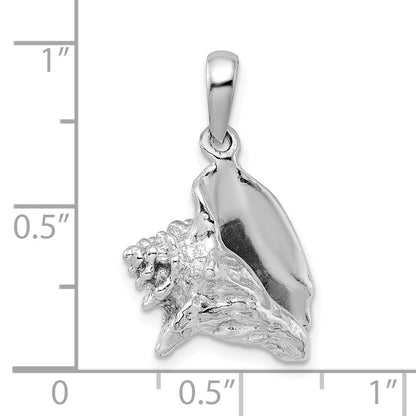 Sterling Silver De-Ani Rhodium-Plated Polished 3D Conch Shell Pendant