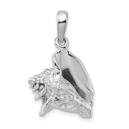 Sterling Silver De-Ani Rhodium-Plated Polished 3D Conch Shell Pendant