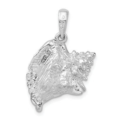 Sterling Silver De-Ani Rhodium-Plated Polished 3D Large Conch Shell Pendant