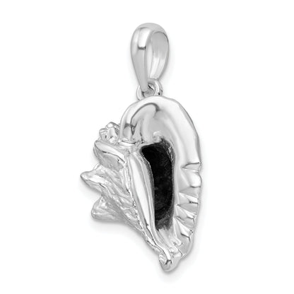 Sterling Silver De-Ani Rhodium-Plated Polished 3D Large Conch Shell Pendant