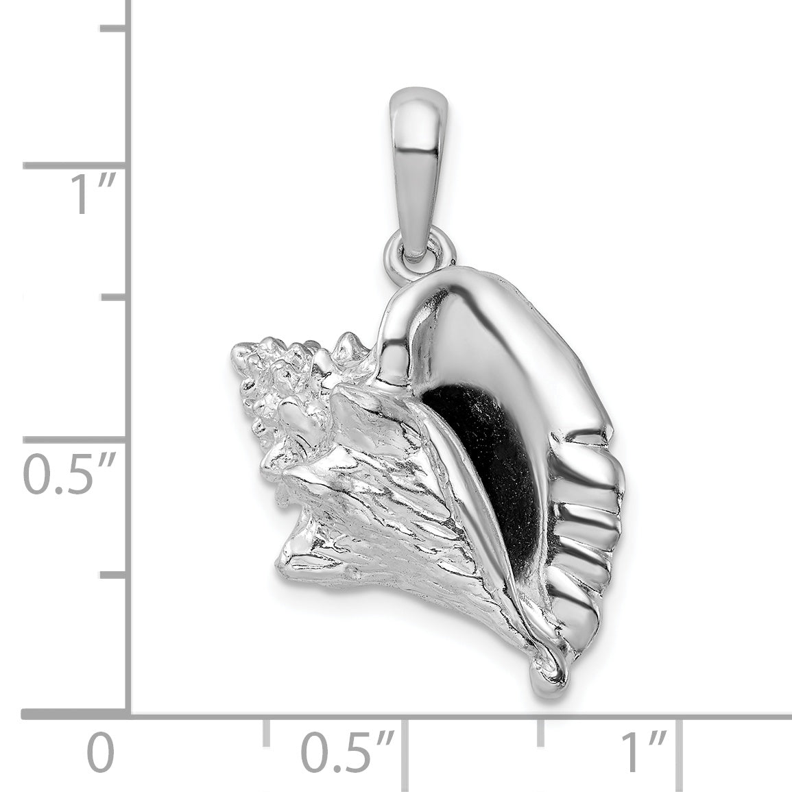 Sterling Silver De-Ani Rhodium-Plated Polished 3D Large Conch Shell Pendant