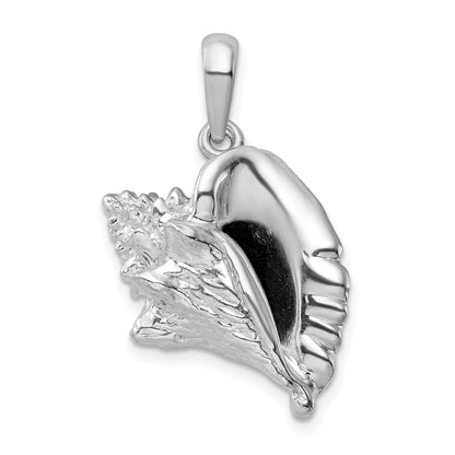 Sterling Silver De-Ani Rhodium-Plated Polished 3D Large Conch Shell Pendant