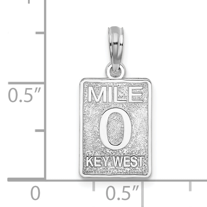 Sterling Silver De-Ani Rhodium-Plated Polished 0 Mile Marker Key West Pendant