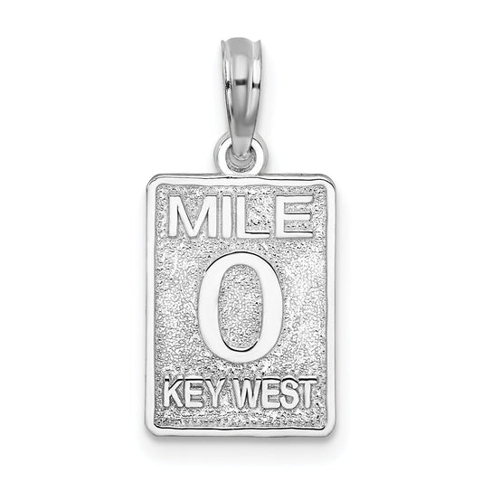 Sterling Silver De-Ani Rhodium-Plated Polished 0 Mile Marker Key West Pendant