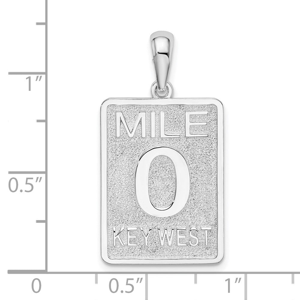 Sterling Silver De-Ani Rhodium-Plated Polished 0 Mile Marker Key West Pendant