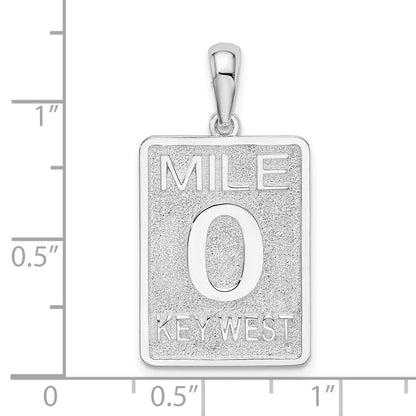Sterling Silver De-Ani Rhodium-Plated Polished 0 Mile Marker Key West Pendant