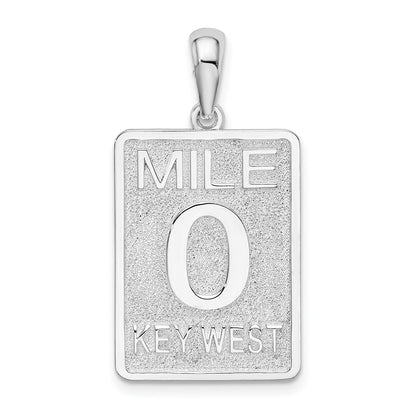 Sterling Silver De-Ani Rhodium-Plated Polished 0 Mile Marker Key West Pendant