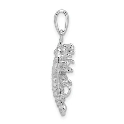 Sterling Silver De-Ani Rhodium-Plated Polished Medium Florida Lobster Pendant