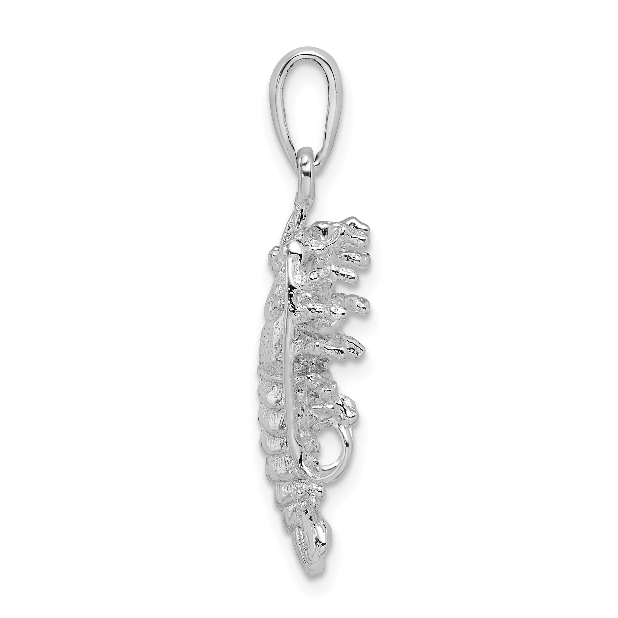 Sterling Silver De-Ani Rhodium-Plated Polished Medium Florida Lobster Pendant