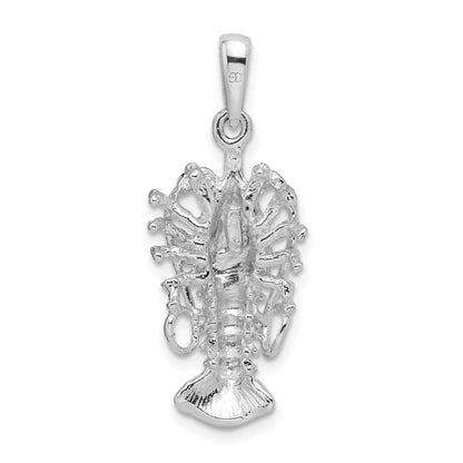 Sterling Silver De-Ani Rhodium-Plated Polished Medium Florida Lobster Pendant