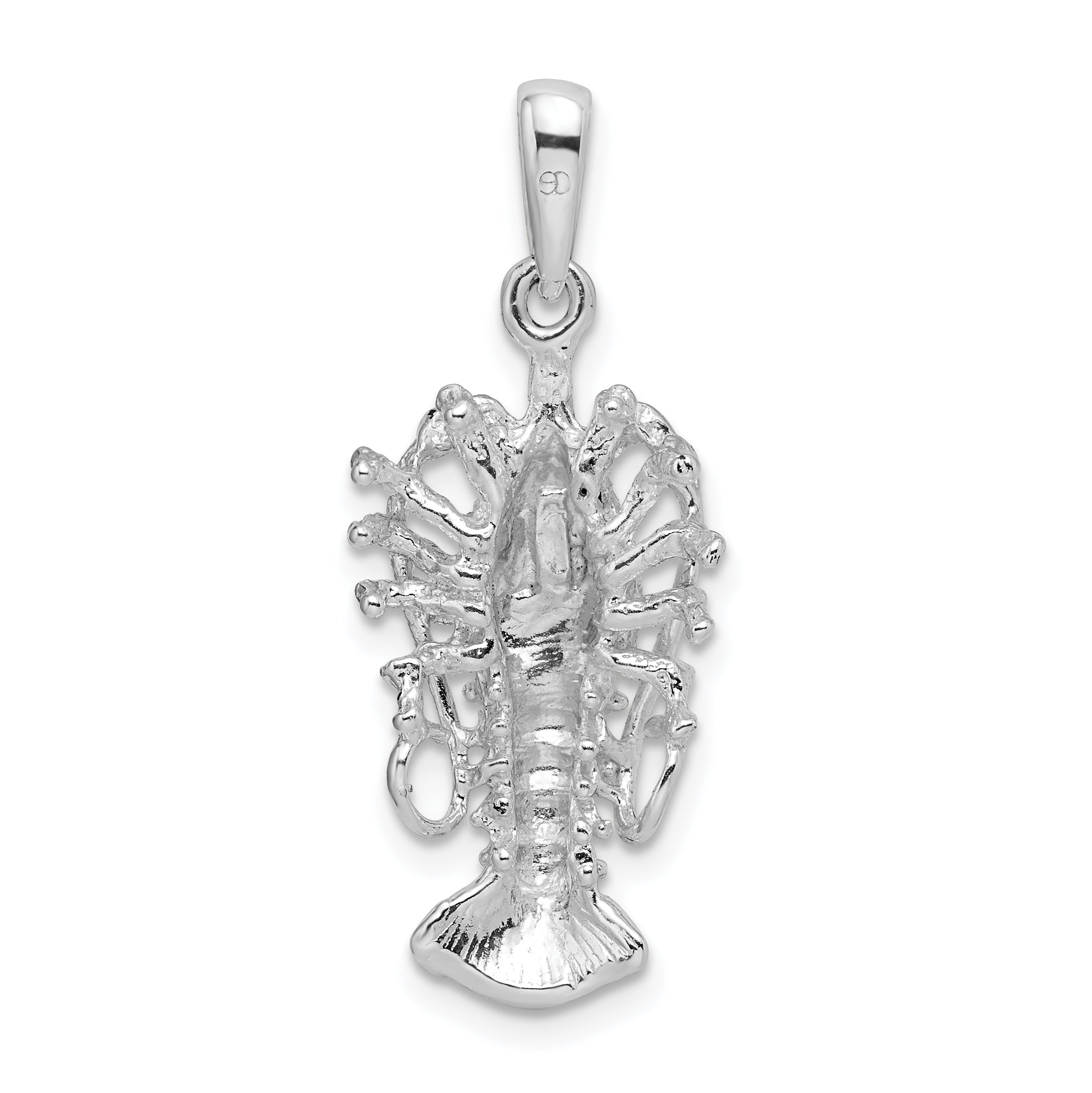 Sterling Silver De-Ani Rhodium-Plated Polished Medium Florida Lobster Pendant