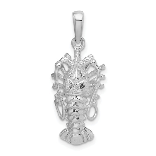 Sterling Silver De-Ani Rhodium-Plated Polished Medium Florida Lobster Pendant