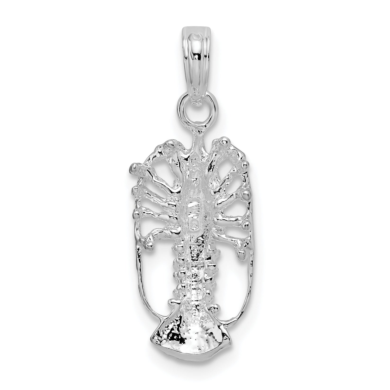 Sterling Silver De-Ani Rhodium-Plated Polished Small Florida Lobster Pendant
