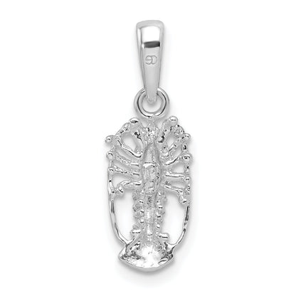Sterling Silver De-Ani Rhodium-Plated Polished Small Florida Lobster Pendant