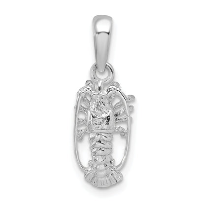 Sterling Silver De-Ani Rhodium-Plated Polished Small Florida Lobster Pendant