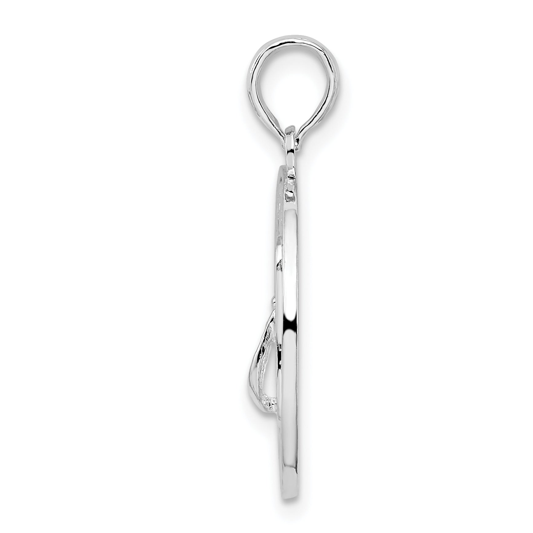 Sterling Silver De-Ani Rhodium-Plated Textured Siesta Key Florida With Flip-Flop Pendant