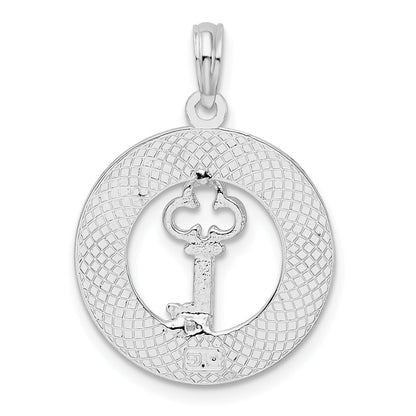 Sterling Silver De-Ani Rhodium-Plated Textured Siesta Key Florida With Pendant