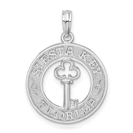 Sterling Silver De-Ani Rhodium-Plated Textured Siesta Key Florida With Pendant