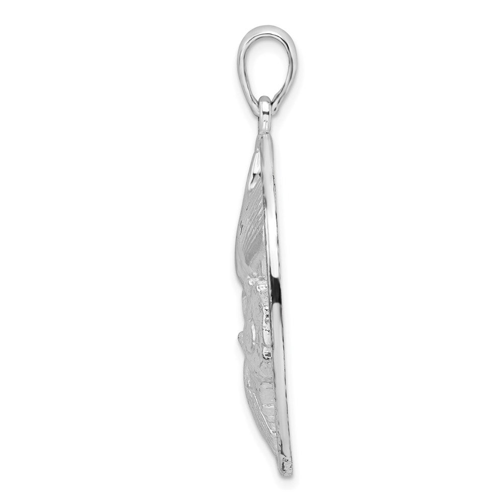 Sterling Silver De-Ani Rhodium-Plated Polished Shells In Circle Pendant