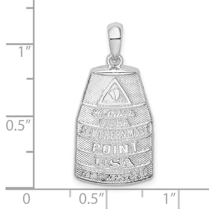 Sterling Silver De-Ani Rhodium-Plated Polished Large Key West Usa Pendant