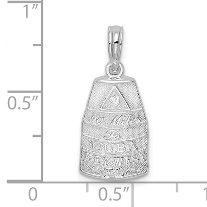 Sterling Silver De-Ani Rhodium-Plated Polished Small Key West Usa Pendant