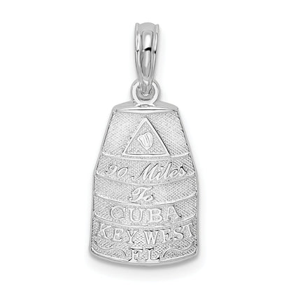 Sterling Silver De-Ani Rhodium-Plated Polished Small Key West Usa Pendant
