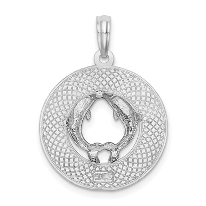 Sterling Silver De-Ani Rhodium-Plated Textured Key West With Dolphins Pendant