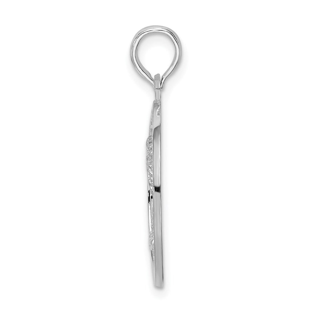 Sterling Silver De-Ani Rhodium-Plated Textured Key West With Palm Tree Pendant