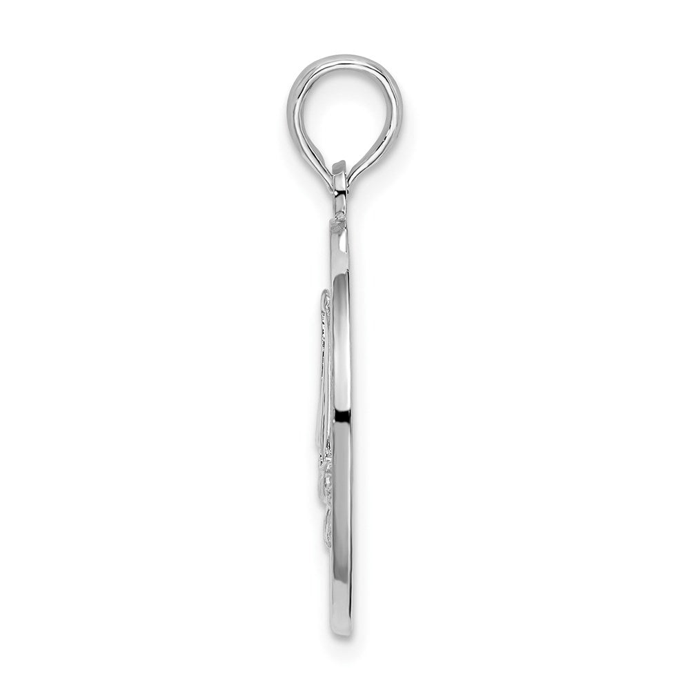 Sterling Silver De-Ani Rhodium-Plated Textured Key West With Sailboat Pendant
